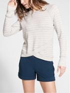 Athleta Womens Stripe Criss Cross Sweatshirt Light Grey Heather Size Xs
