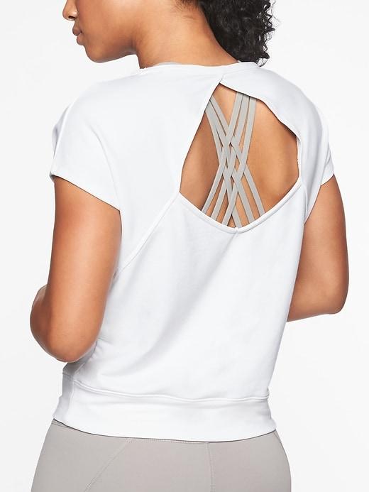 Athleta Womens Open Back Tee Bright White Size Xs