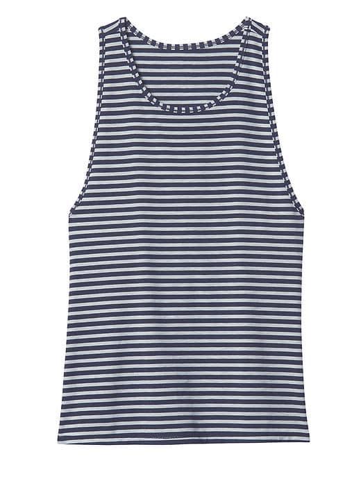 Athleta Womens Stripe Essence Low Tank Size L - Navy/slate Grey Heather