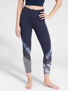 Athleta Womens Print Mix Salutation 7/8 Ankle Tight Size L Tall - Navy