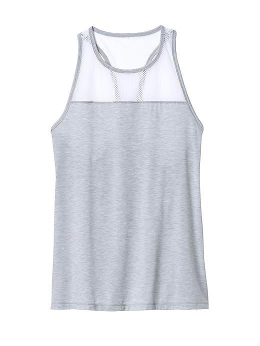 Athleta Womens Airy Essence Tank Size L Tall - Slate Grey Heather/bright White