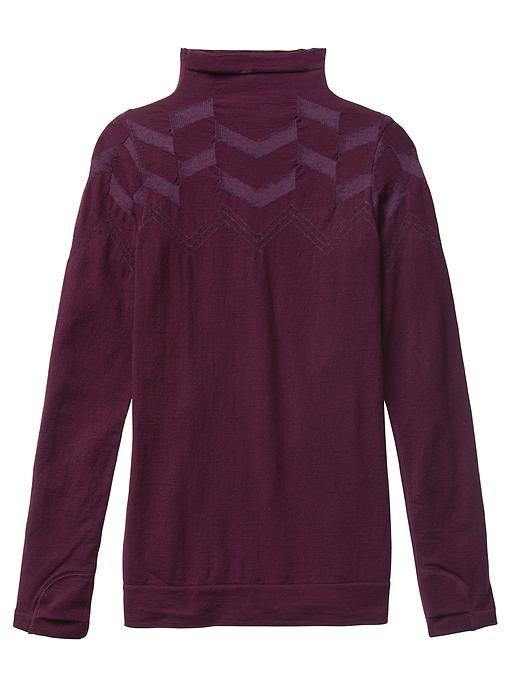 Athleta Womens Remarkawool Turtleneck Chevron Size L - Chianti Heather