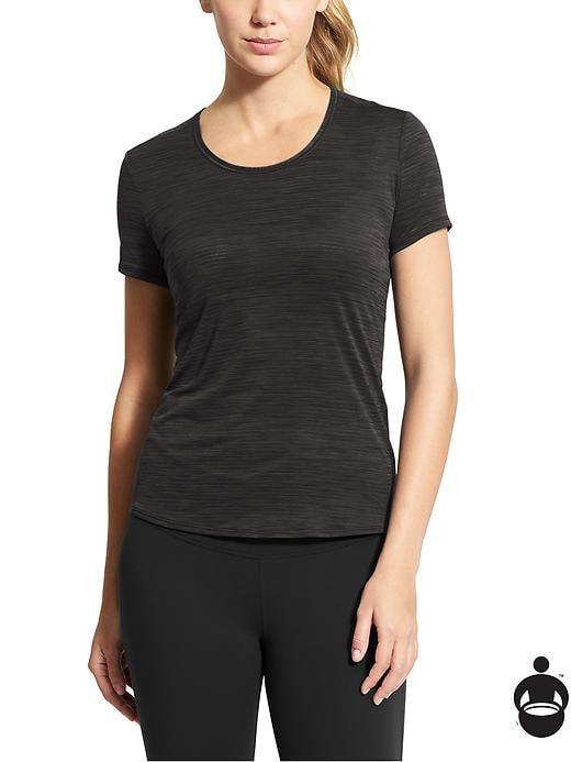 Athleta Womens Shadow Stripe Chi Tee Size L - Black