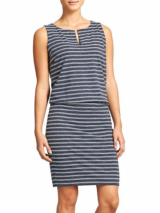 Athleta Womens Stripe Vida Dress Size L - Navy