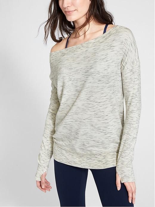 Athleta Womens Studio Barre Sweatshirt Snow Heather Size M