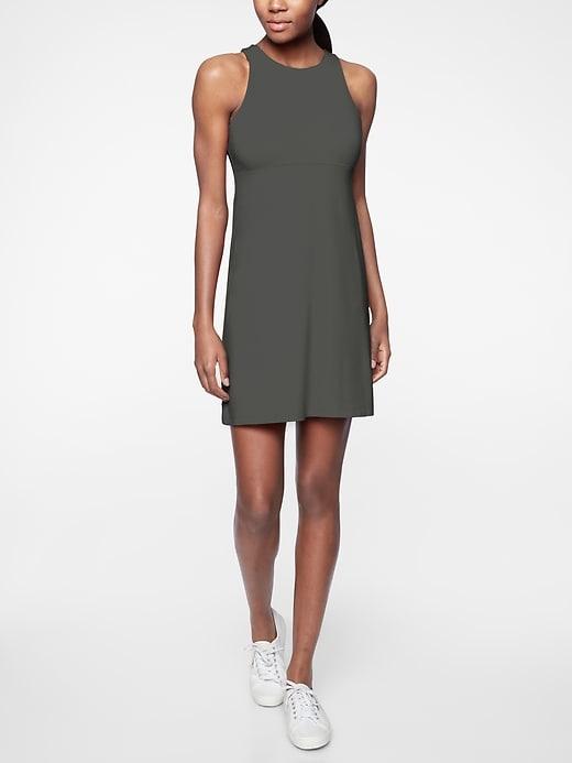 Athleta Womens Santorini High Neck Solid Dress Black Olive Size L