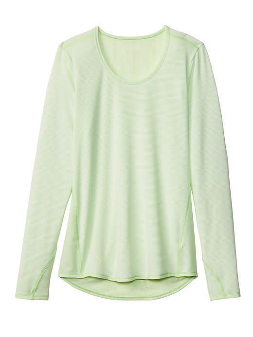 Athleta Womens Heather Stripe Chi Top Extra Long Size L - Wasabi Green/white