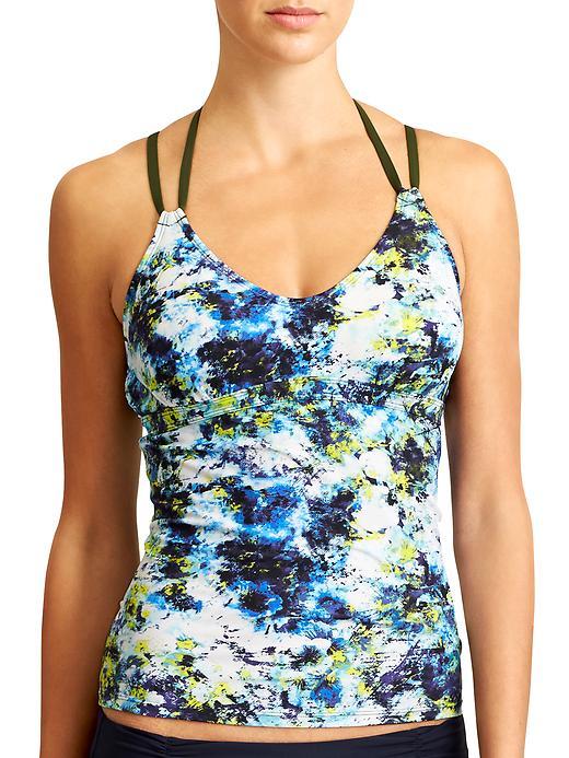 Athleta Womens Hypersonic Scoop Tankini Size S - Caspian Blue Multi/spire Green