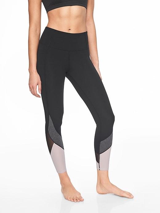 Athleta Womens Colorblock Salutation 7/8 Tight Black Size S