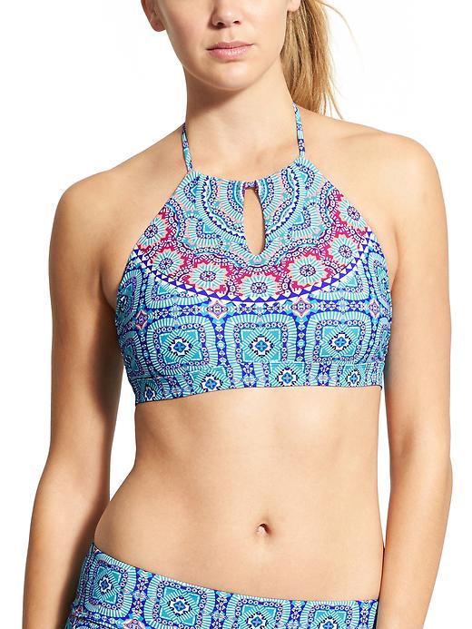 Athleta Womens Fiji High Neck Bikini Size L - Dress Blue