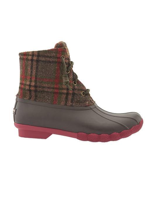 Athleta Womens Saltwater Rainboot By Sperry Brown Wool/plaid Size 7