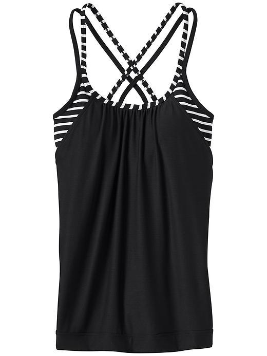 Athleta Womens Stripes Hidden Agenda Tank Size Xl - Black/white