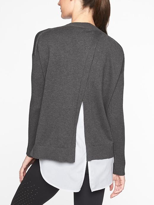 Athleta Womens Highland Crossback Sweater Charcoal Heather Size Xl