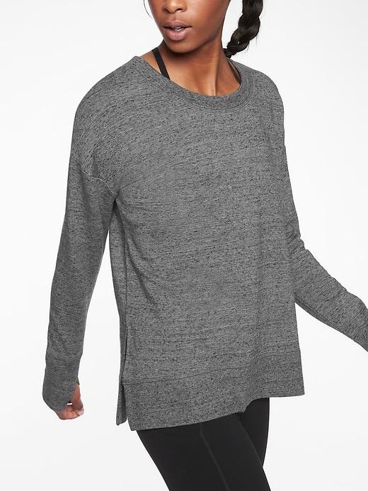 Athleta Womens Coaster Luxe Sweatshirt Charcoal Heather Nep Size Xxs