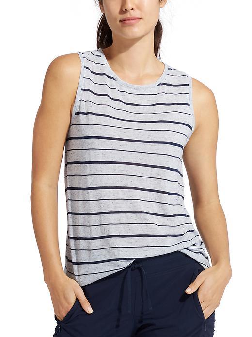 Athleta Womens Stripe Daily Tank Size 1x Plus - Bright White/navy