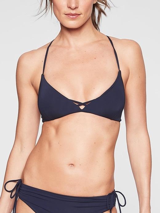 Athleta Womens Tie Back Triangle Bikini Dress Blue Size S