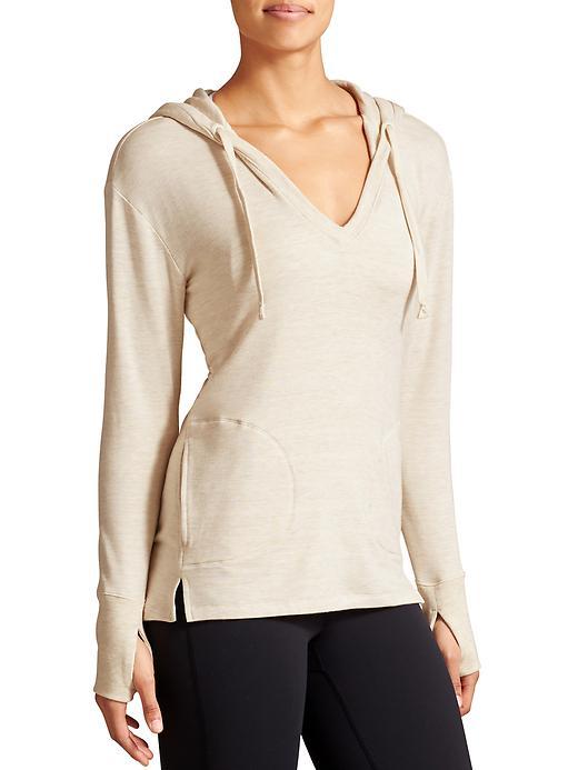 Athleta Womens Studio Split Neck Hoodie Size 1x Plus - Oatmeal Heather