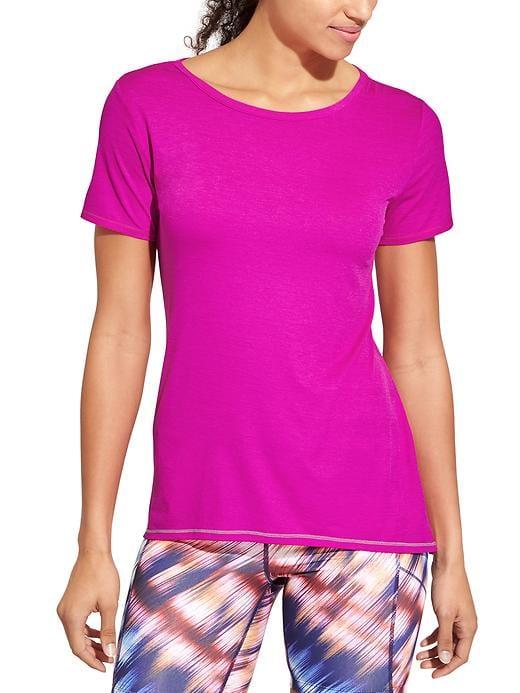 Athleta Womens Spree Tee Electric Fuchsia/slate Grey Size Xxs