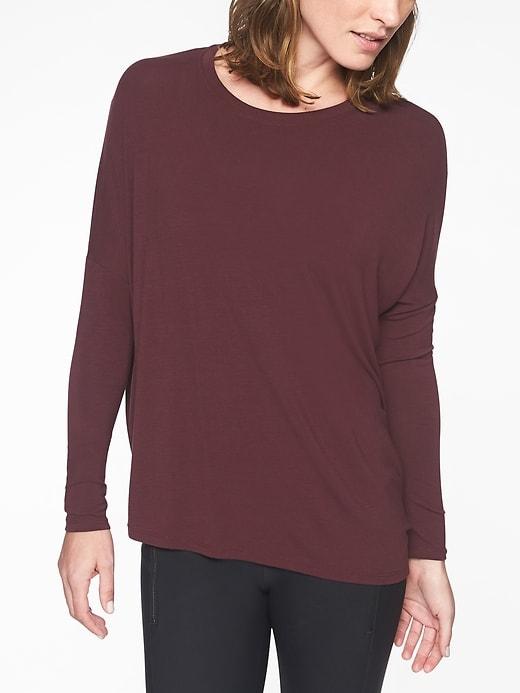 Athleta Womens Cloudlight Relaxed Asym Top Auberge Size M
