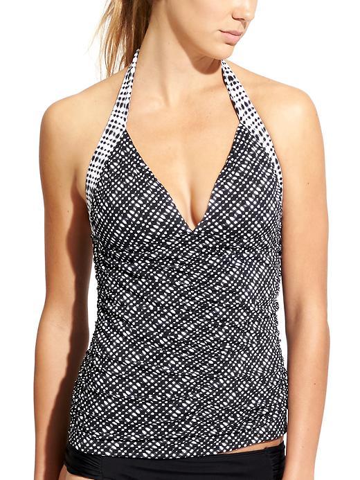 Athleta Womens Vichy Retro Halter Tankini Size L - Black