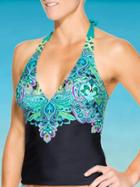 Athleta Womens Samana Halter Tankini Size L - Samana Tide Blue