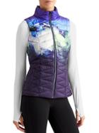 Athleta Womens Altitude Down Vest Sapphire Blue Print Size Xxs