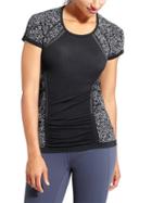 Athleta Womens Sketch Floral Fastest Track Tee Size L - Black