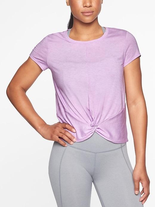 Athleta Womens Essence Twist Tee Gauzy Lilac Size S