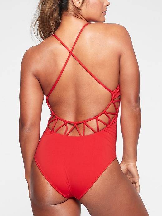 Athleta Womens Loop Back One Piece Radiant Red Size L