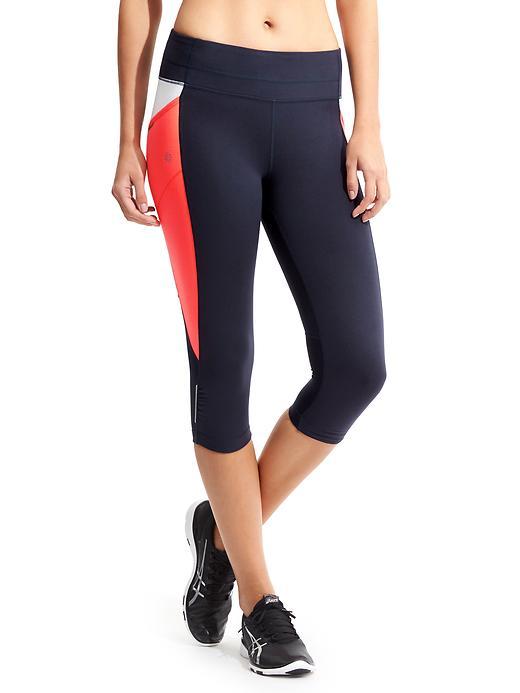 Athleta Womens Colorblock Be Free Knicker Size L - Navy