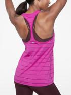 Athleta Womens Stripe Mesh High Neck Chi Tank Rose Verbena Size 1x