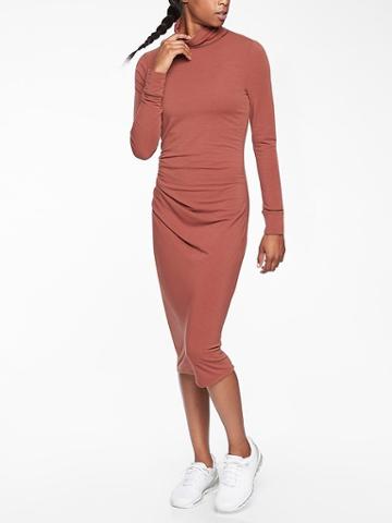 Athleta Womens Industry Turtleneck Dress Havana Brown Size Xxs