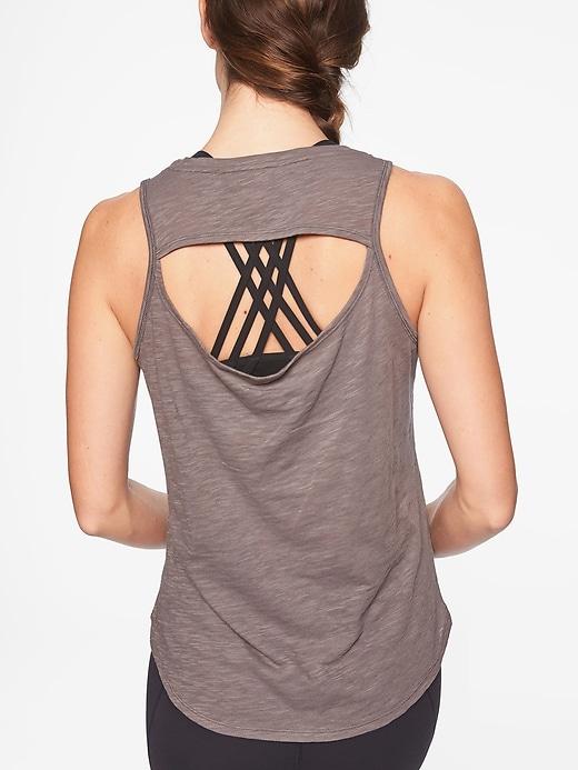 Athleta Womens Organic Daily Cowl Tank Silver Bells Size M