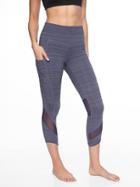 Athleta Womens High Rise Jacquard Mesh Chat To Town Capri Navy/ Stormy Sky Size Xxs