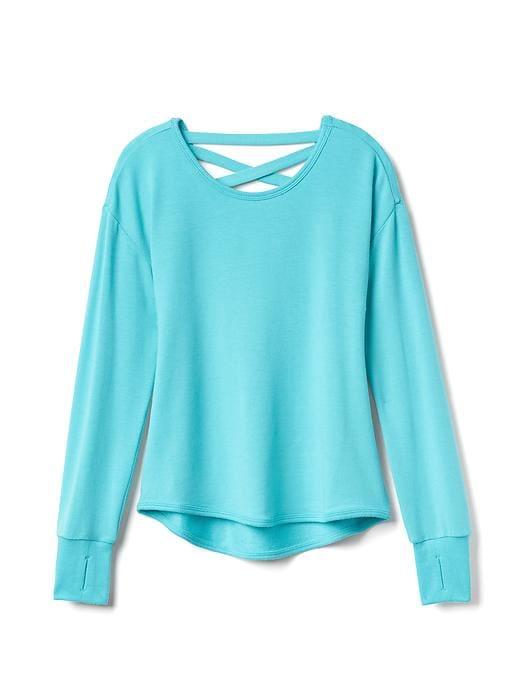 Athleta Criss Cross Back Sweatshirt Size L/12 - Aqua Sparkle
