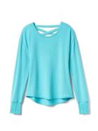 Athleta Criss Cross Back Sweatshirt Size L/12 - Aqua Sparkle