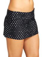 Athleta Womens Dot Shirred Band Swim Skirt Size M - Black Dot