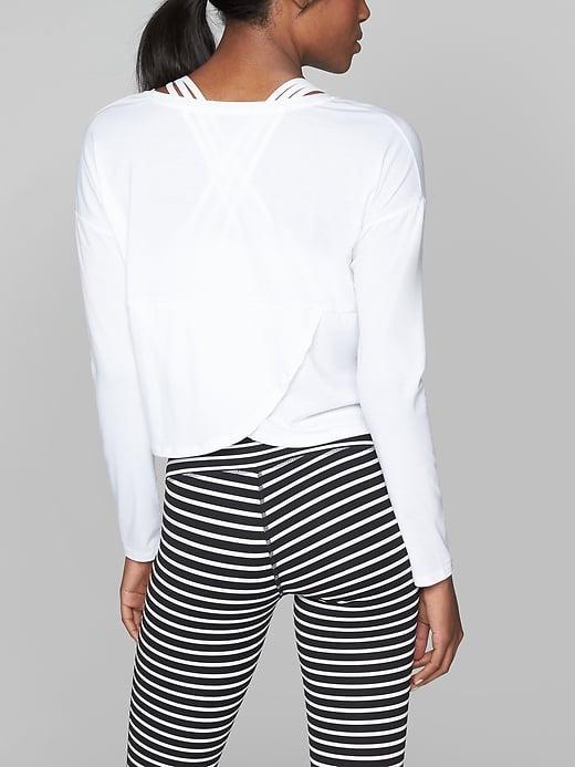 Athleta Womens Studio Crop Long Sleeve Bright White Size L