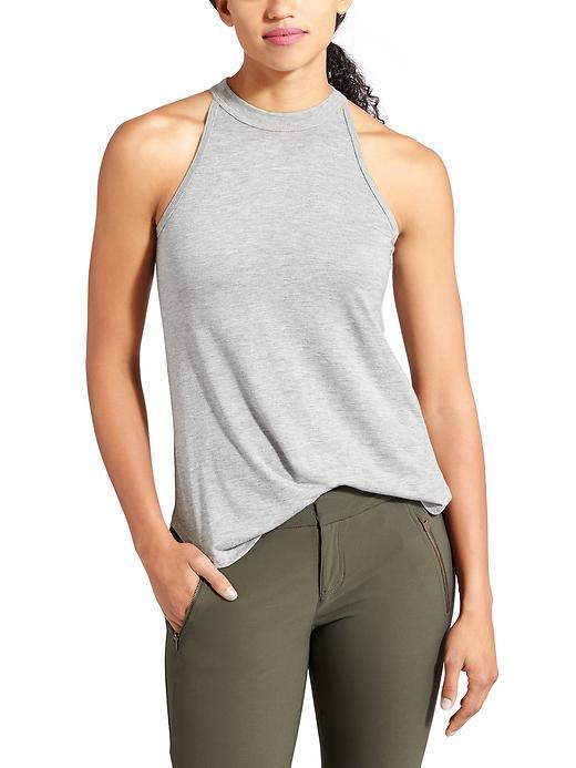 Athleta Womens High Neck Rib Tank Size S - Grey Heather
