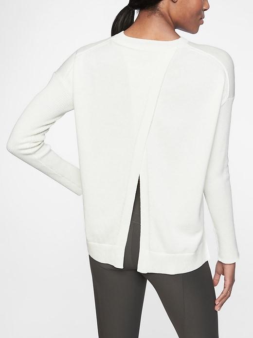 Athleta Womens Highland Crossback Sweater Dove Size L