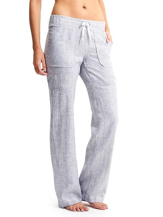 Athleta Womens Stripe Linen Pant Navy Size 14