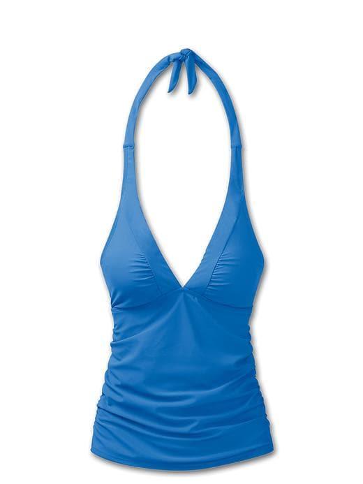 Athleta Womens Shirrendipity Halter Tankini Top Blue Bling Size Xs
