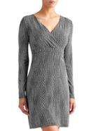 Athleta Womens Printed Wrap It Up Dress Size L - Black Print
