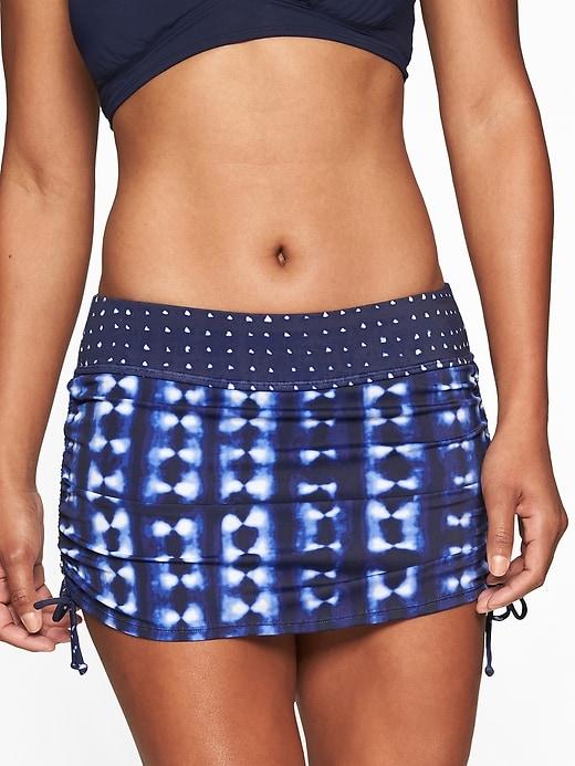 Athleta Womens Mashiko Scrunch Skirt Dress Blue Size S