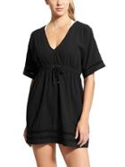Athleta Womens Coast To Coast Cover-up Size L - Black
