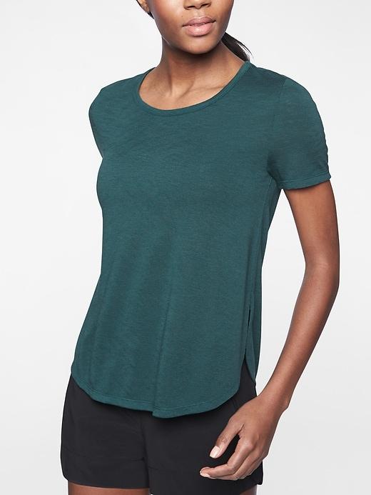 Athleta Womens Breezy Tee Tumbling Teal Size Xs