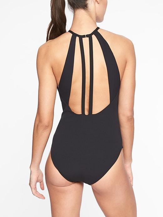 Athleta Womens Malta High Neck One Piece Black Size L