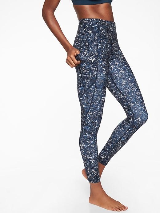 Athleta Womens Sandstone Stash Pocket Salutation Tight Navy Size Xxs