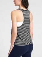 Athleta Womens Stripe Essence Low Tank Navy/slate Grey Heather Size Xl