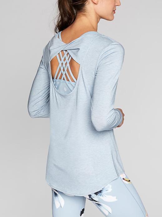 Athleta Womens Open Back Flexlight Top Clear Blue Size 2x